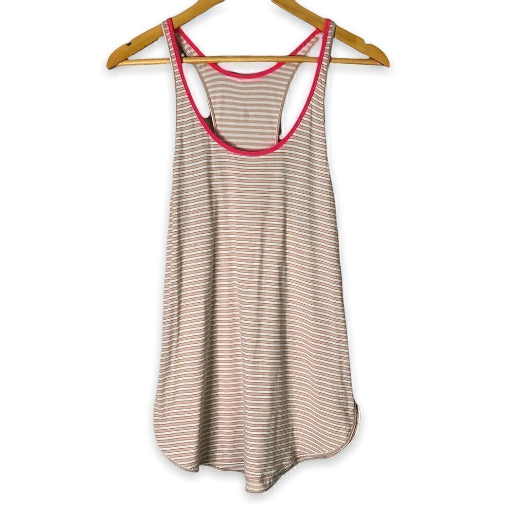 Lululemon What The Sport Singlet Silver Stripe White Naked Tank Top